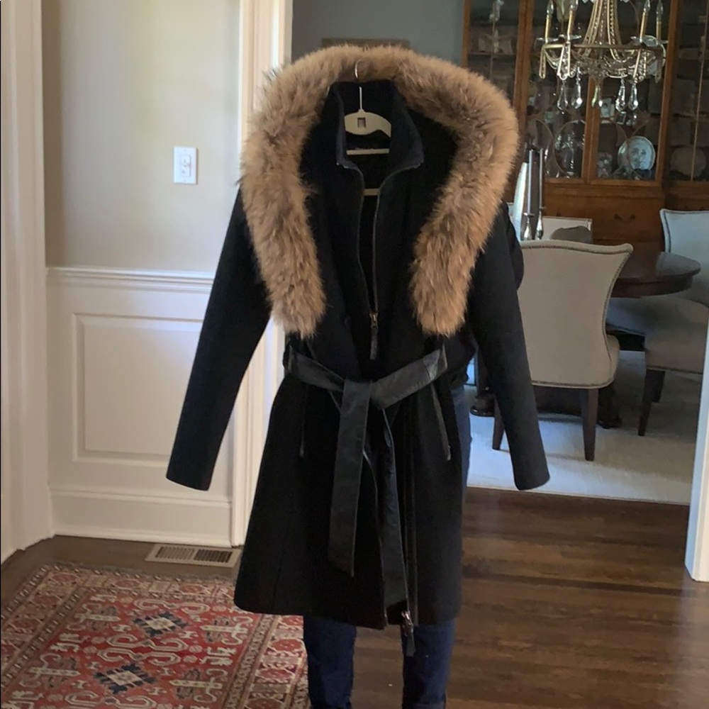Mackage Fur Trimmed Belted coat